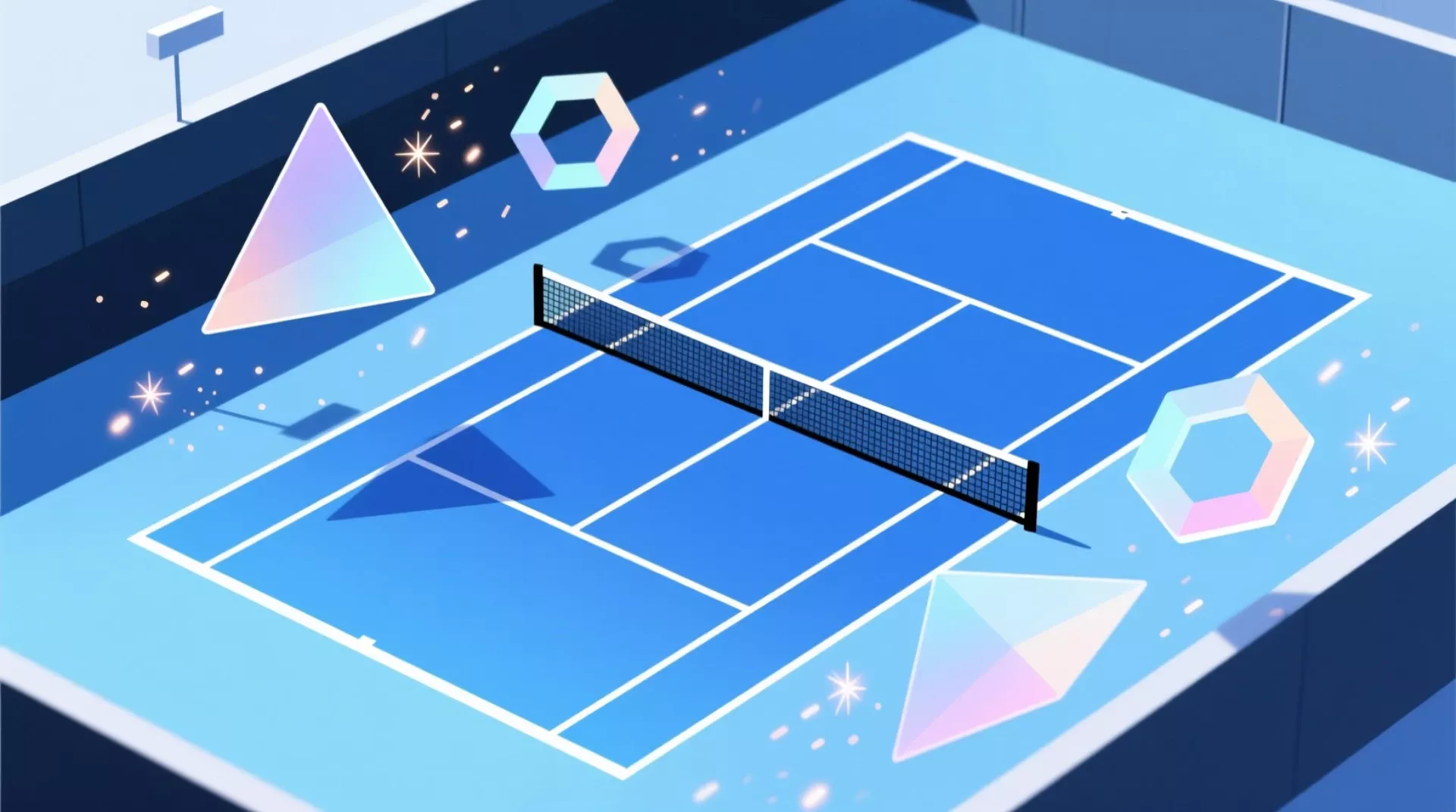 Professional tennis court with modern betting interface elements