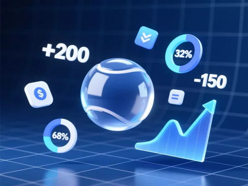 Visual representation of different tennis betting markets including odds, percentages, and betting types